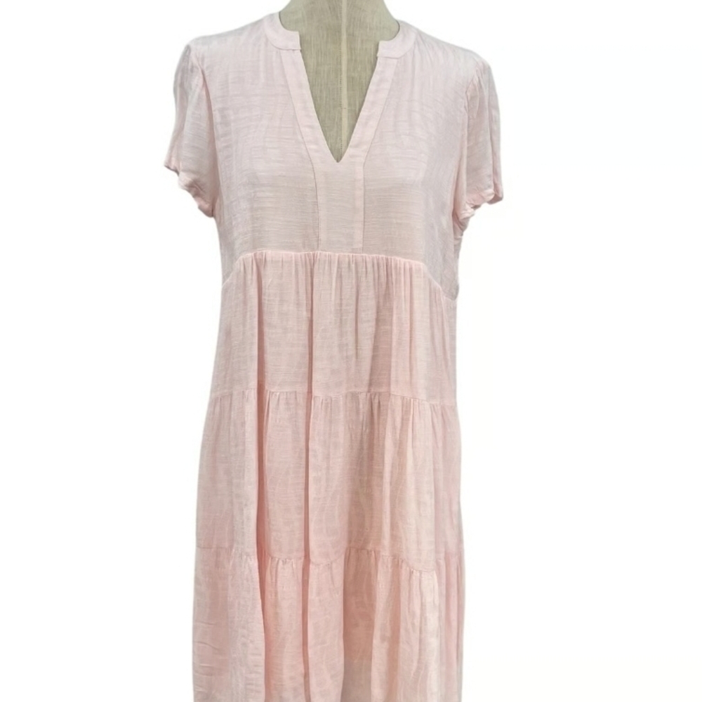 Anthropologie Maeve Tania Sacha Tiered Tunic Dress In Light Blush Size Large